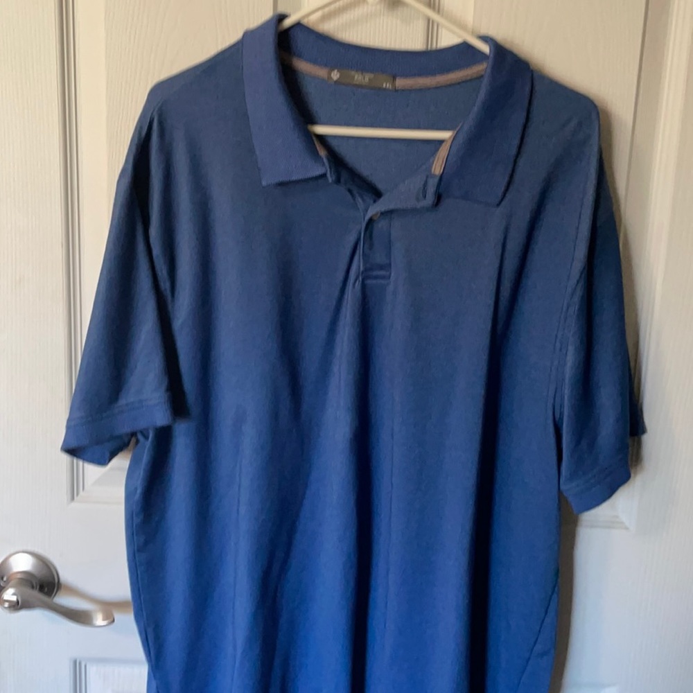 Blue Polo, 2-button up, short sleeve